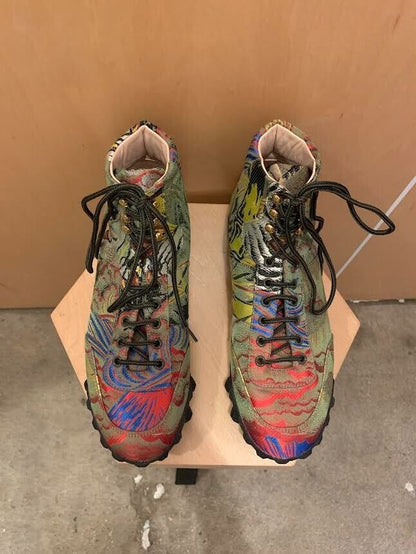 GUCCI Tiger Jacquard Multicolor Green Red Dragon Jacquard Hightop Sneaker 8