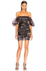 ISABEL MARANT Runway Oxalis Midnight Floral Puff Sleeve Ruched Mini Dress 34/2/0