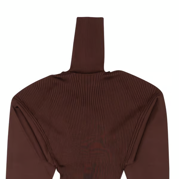 BOTTEGA VENETA Oxblood Maroon Red Silk Ribbed Knit Turtleneck Sweater 42/6