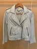 IRO Silver Metallic Iridescent Leather Asymmetric Zip Biker Moto Jacket 36/4/2