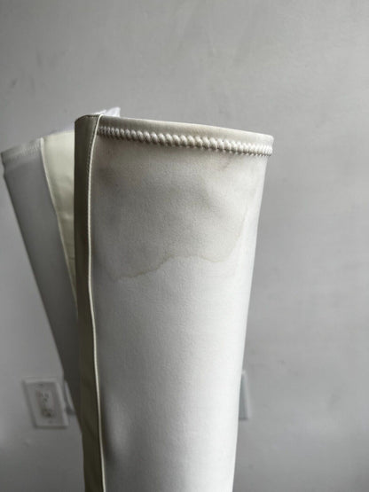 GIA BORGHINI Gia 12 White Ivory Leather Fabric Knee Thigh High Platform Boots 38
