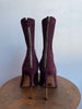 GIVENCHY Purple Burgundy Maroon Suede Leather Peep Toe Stiletto Ankle Boot 37.5
