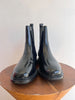 APC A.P.C. $600 Charlie Black Shiny Leather Square Toe Chelsea Ankle Boot 40/10