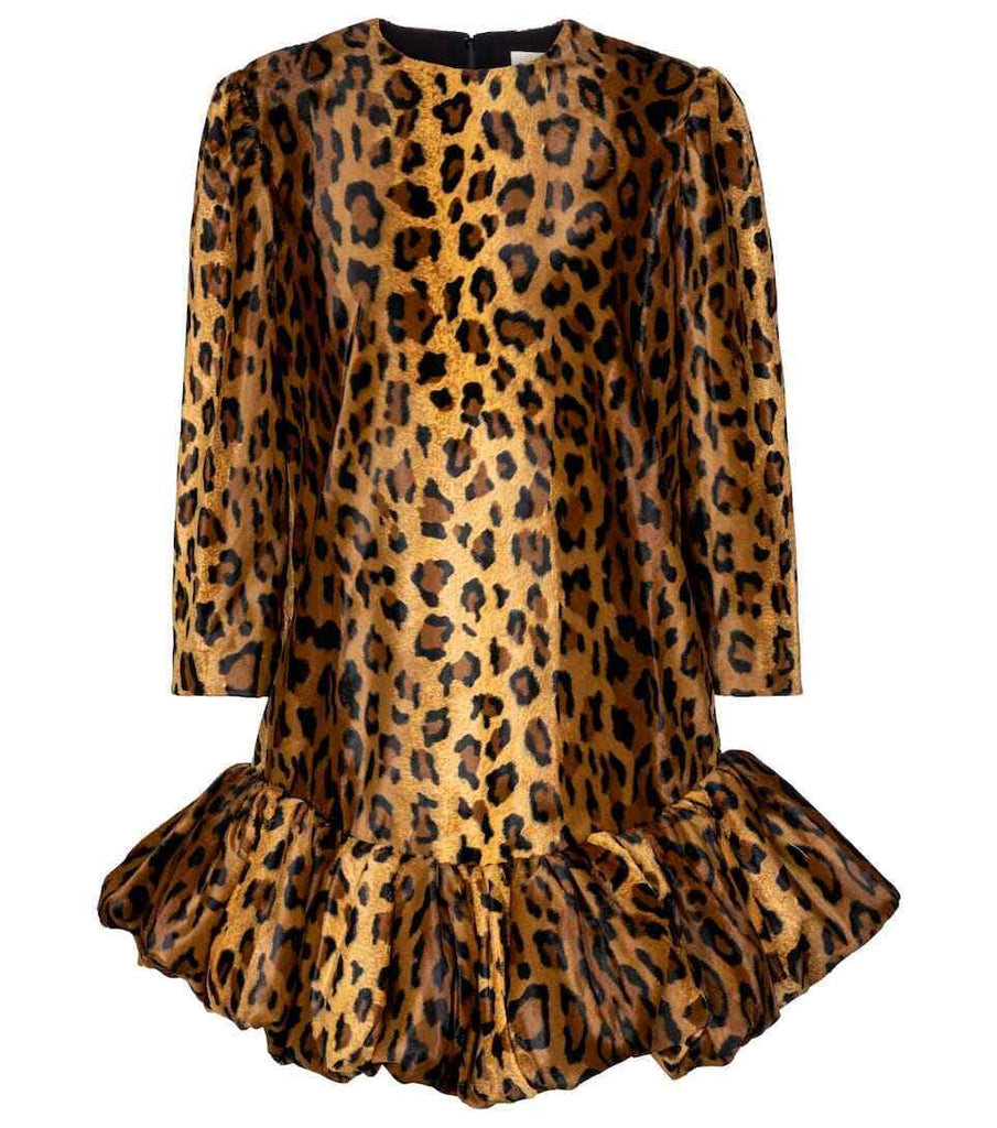 KHAITE Lorie Brown Cheetah Animal Leopard Print Velvet Long Sleeve Mini Dress 4