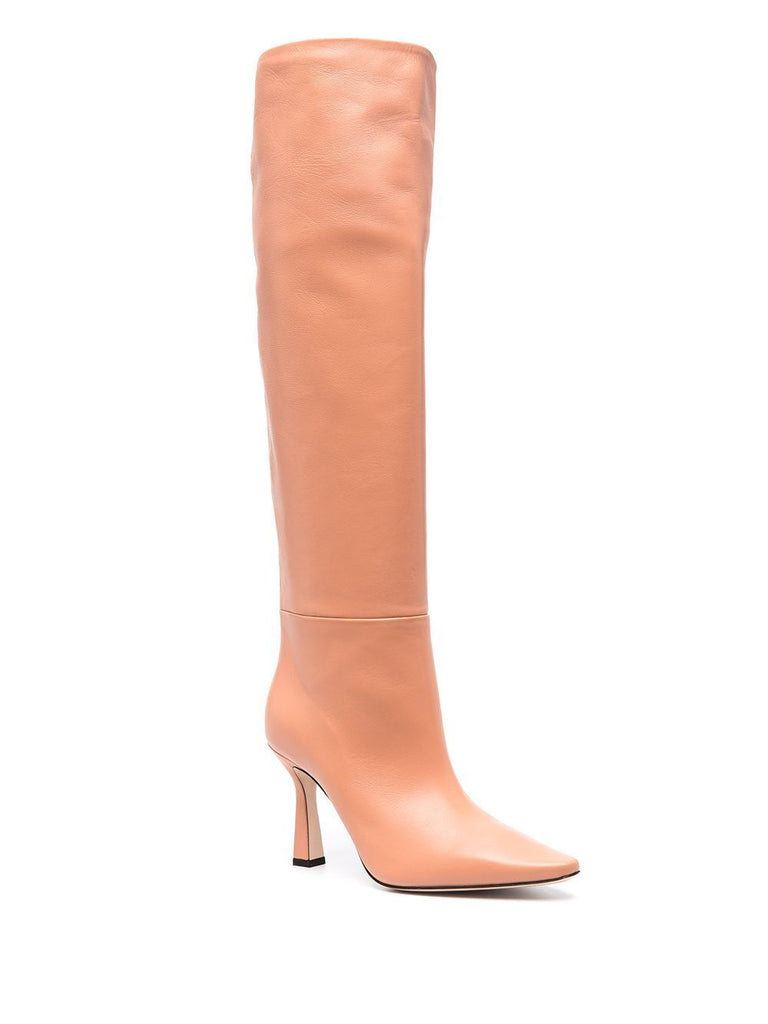 WANDLER $950 Lina Long Peach Sepia Pink Leather Knee High Stiletto Heel Boot 36