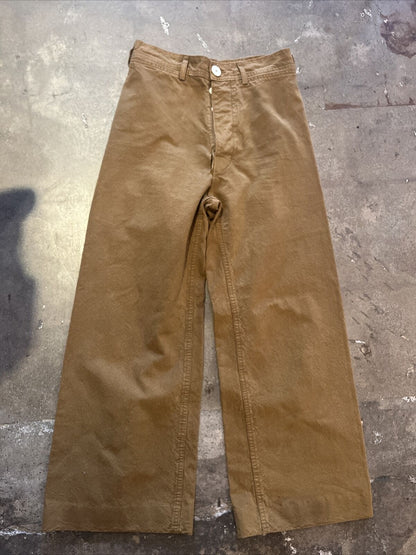 JESSE KAMM Sailor Tobacco Khaki Caramel Brown High Waist Canvas Wide Leg Pant 8