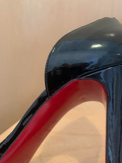 CHRISTIAN LOUBOUTIN Jolie-Noeud D'orsay Black Patent Leather Bow Pump Heel 40