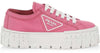 PRADA Double Wheel Gabardine Begonia Pink Nylon Platform Lug Sole Sneaker 38