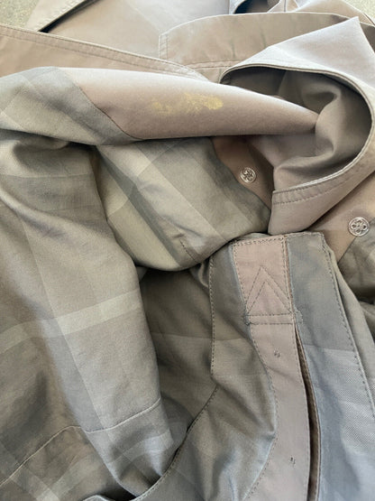 BURBERRY BRIT Tan Khaki Cotton Double Breasted Belted Trench Jacket Coat 6/4