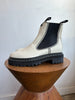 PROENZA SCHOULER White Black Stitch Leather Lug Sole Chelsea Ankle Boot 37.5
