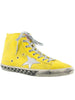 GOLDEN GOOSE Francy Yellow Canvas Metallic Silver Star Heart High Top Sneaker 39