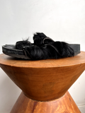 RICK OWENS X BIRKENSTOCK Arizona Black Pony Calf Hair Fur Strappy Flat Sandal 38