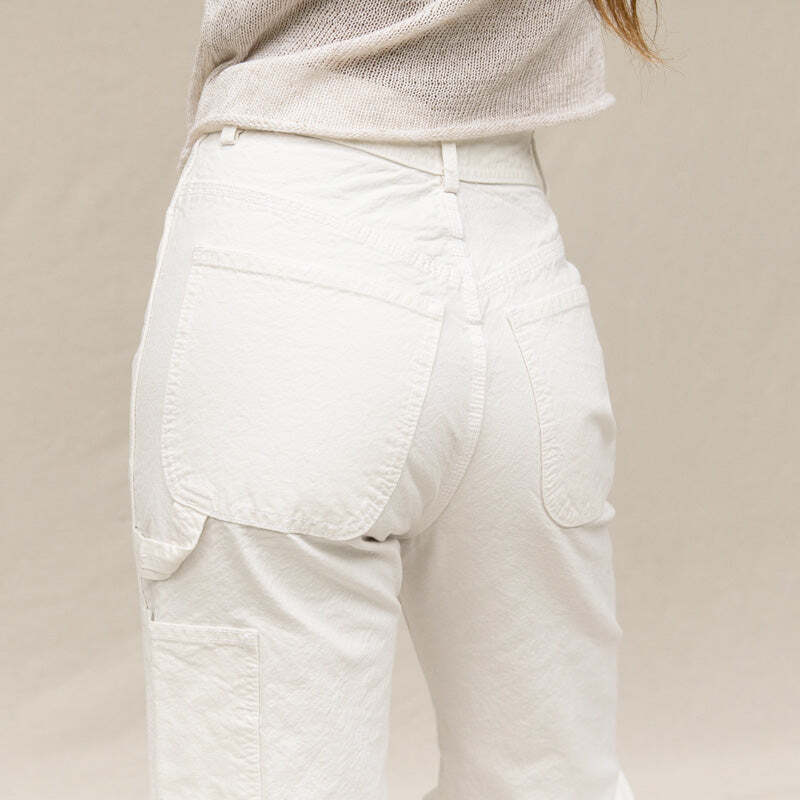 JESSE KAMM Rancher Natural Salt White Cotton Canvas Straight Leg Slim Pant 0