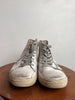 GOLDEN GOOSE Francy White Leather Silver Glitter Star High Top Shoe Sneaker 40
