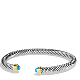 DAVID YURMAN Cable Classic Gemstone Blue Topaz Silver Yellow Gold Bracelet