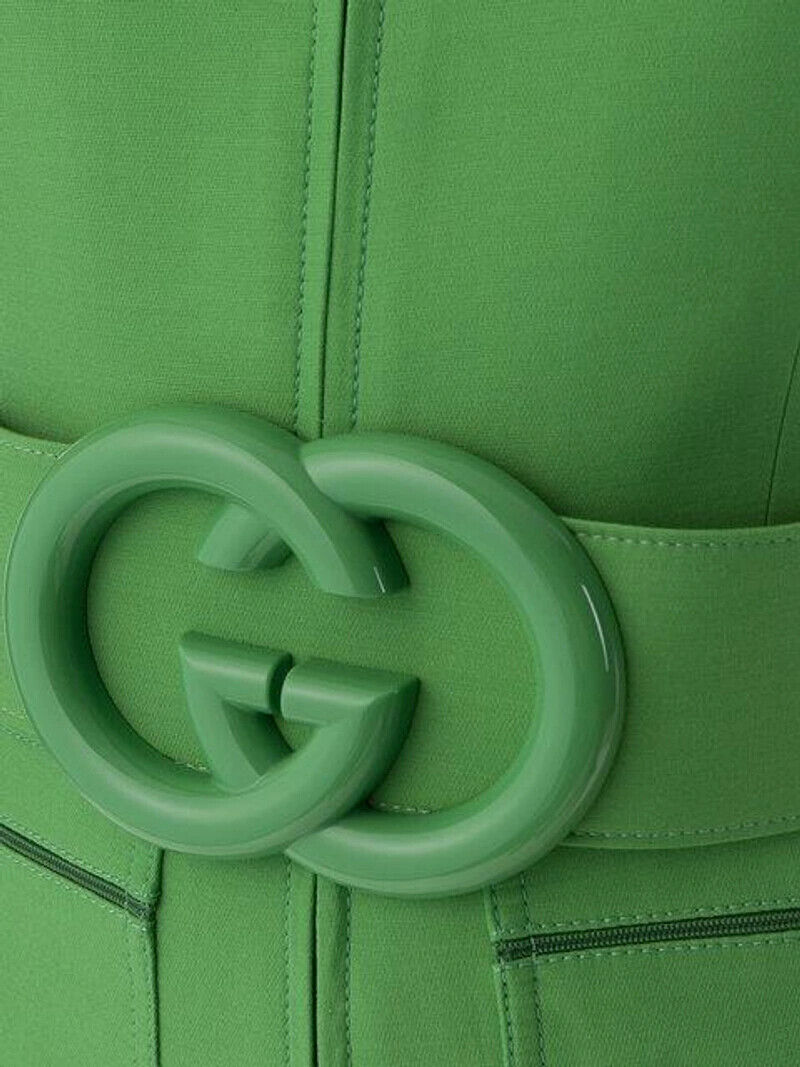 GUCCI Spring 18 Runway Cady Green Silk Wool Short Sleeve Belted Jumpsuit 38/2/0