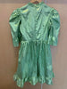 BATSHEVA $715 Prairie Light Metallic Green Ruffle 3/4 Sleeve Mini Dress 2