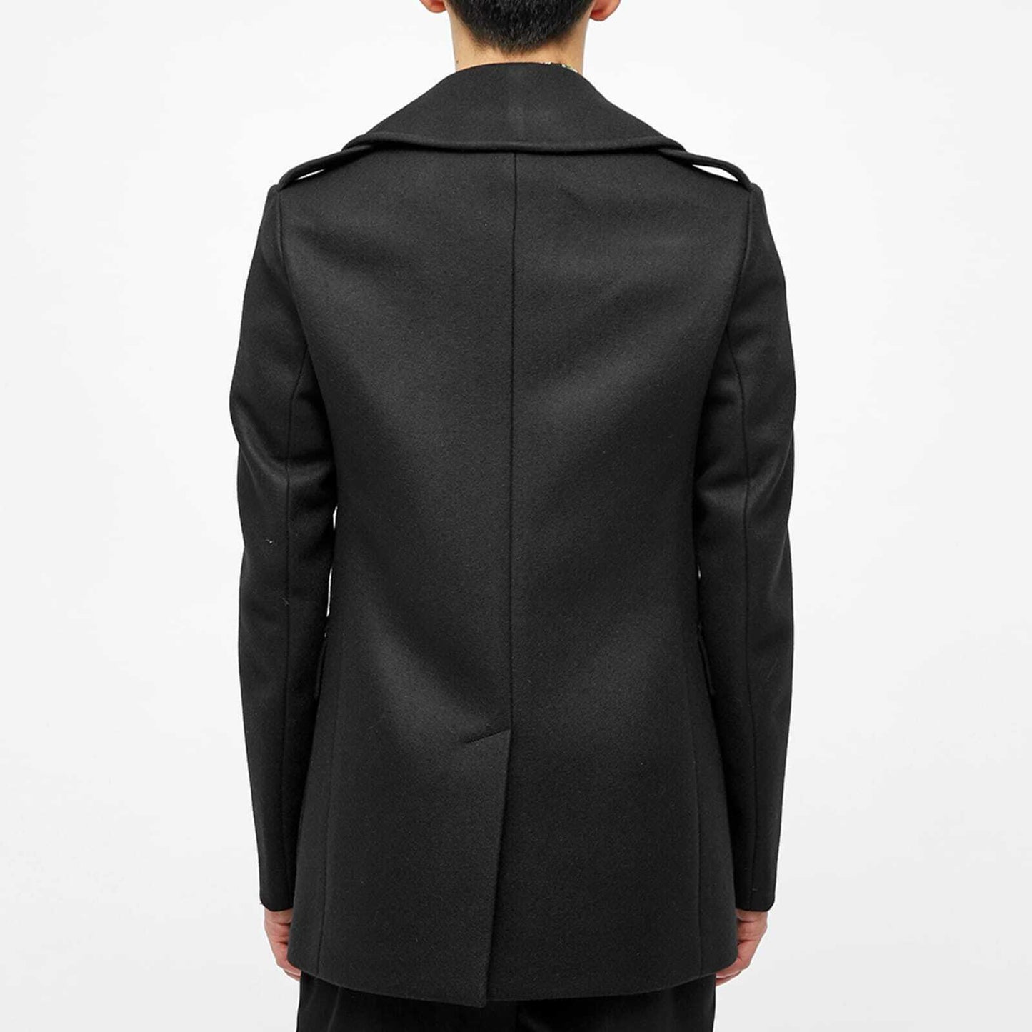 GIVENCHY Men's Black Wool Gold Button Double Breasted Jacket Pea Coat 48/M