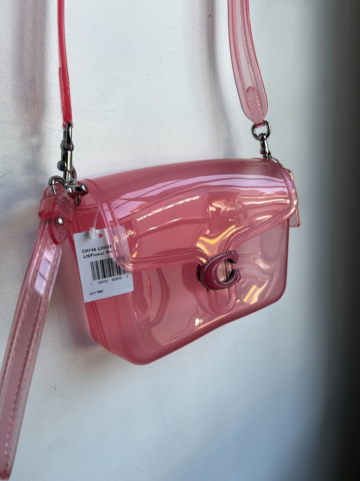 COACH NWT Jelly Tabby Pink Transparent Flap Crossbody Purse Shoulder Bag