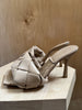 BOTTEGA VENETA Lido 90mm Nude Beige Woven Intreccio Stiletto Slide Heel 38.5