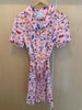 HVN Tender Loving Care $550 Paula Pink Car Print Silk Belted Mini Shirt Dress 4