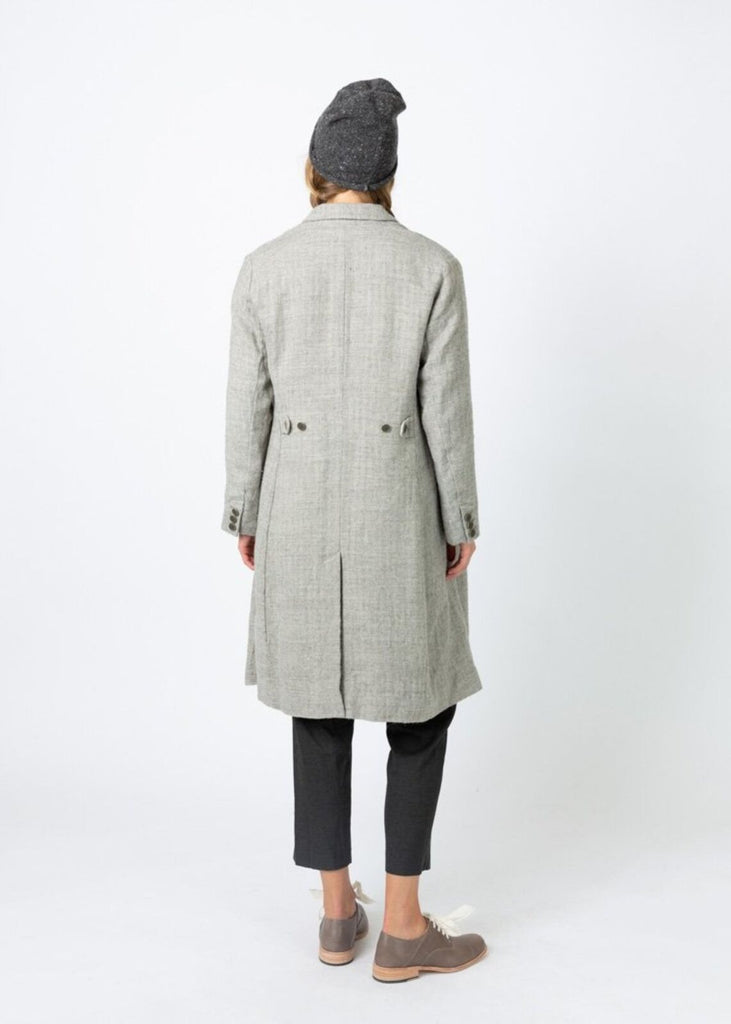 PAS DE CALAIS Light Gray Linen Wool Mid Length Garmentory Jacket Coat 38/6