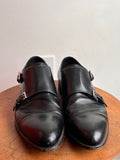 PRADA Men's Black Double Monk Strap Polished Leather Dress Oxford Flat Shoe 8/42