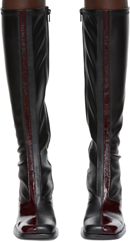 JUSTINE CLENQUET Ssense Eddie Black Burgundy Patent Leather Knee High Boots 37