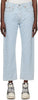 R13 Checkerboard Boyfriend Check Print Light Blue Wash Straight Relaxed Jean 25