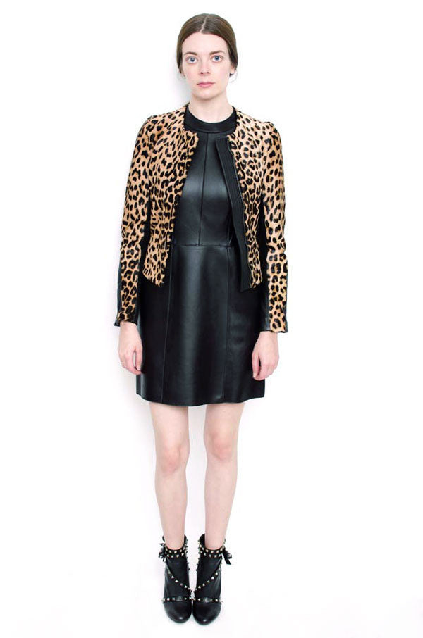 PONYHAIR LEOPARD PRINT JACKET WITH TAGS