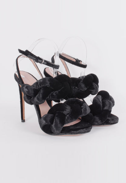 BRAIDED VELVET HEELS