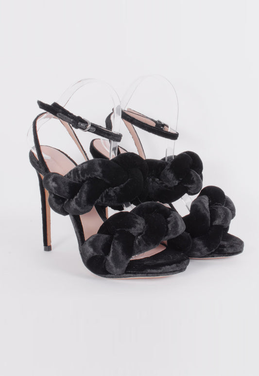 BRAIDED VELVET HEELS