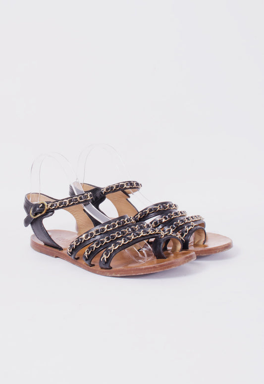 BLACK CHAIN SANDALS