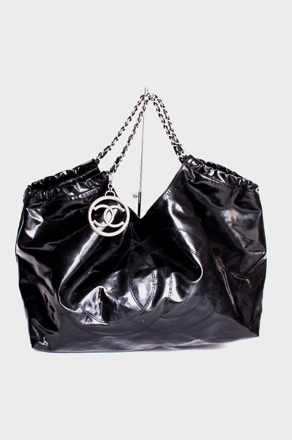 PATENT CABAS TOTE