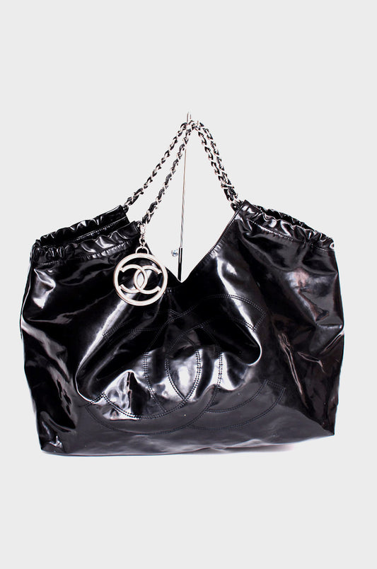 PATENT CABAS TOTE
