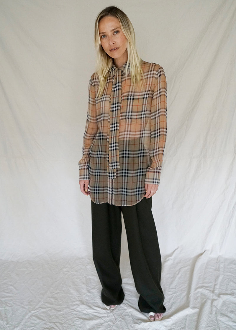 PLAID CHECK SHEER BLOUSE