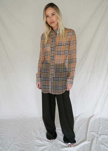 PLAID CHECK SHEER BLOUSE