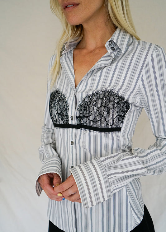 VINTAGE BRA DETAIL BUTTON DOWN
