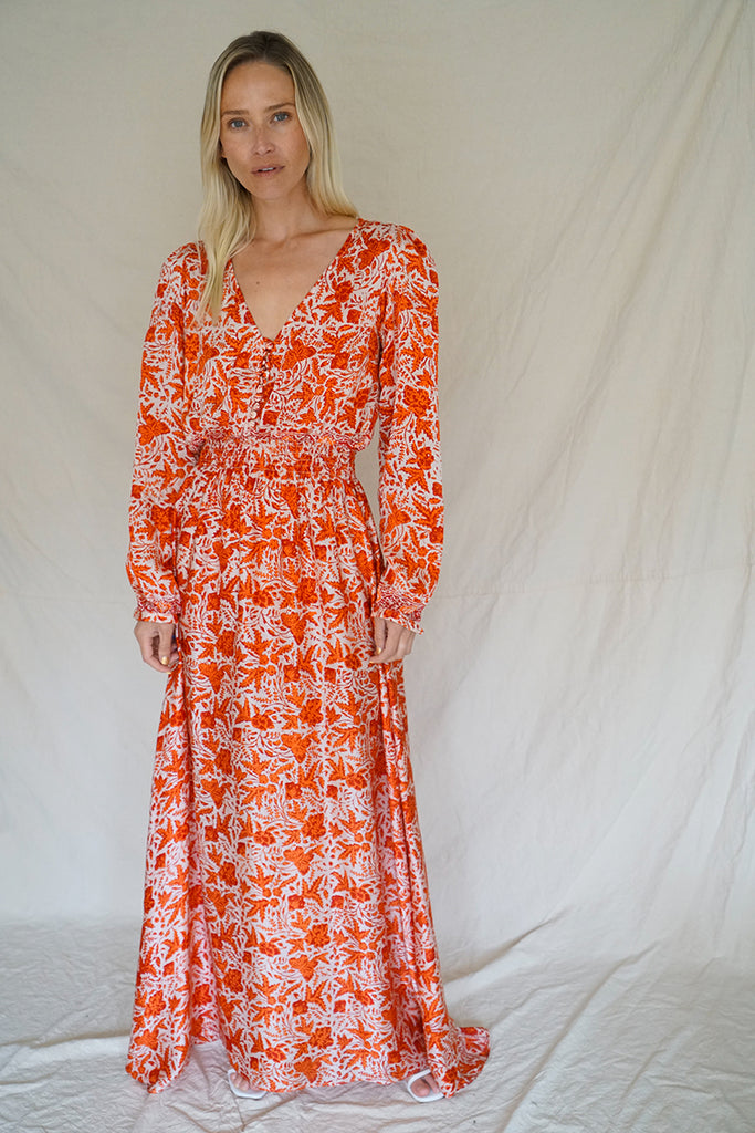 RED FLORAL MAXI DRESS