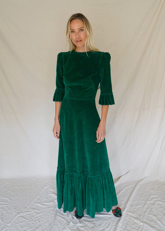 JUMBO CORD EMERALD FESTIVAL DRESS