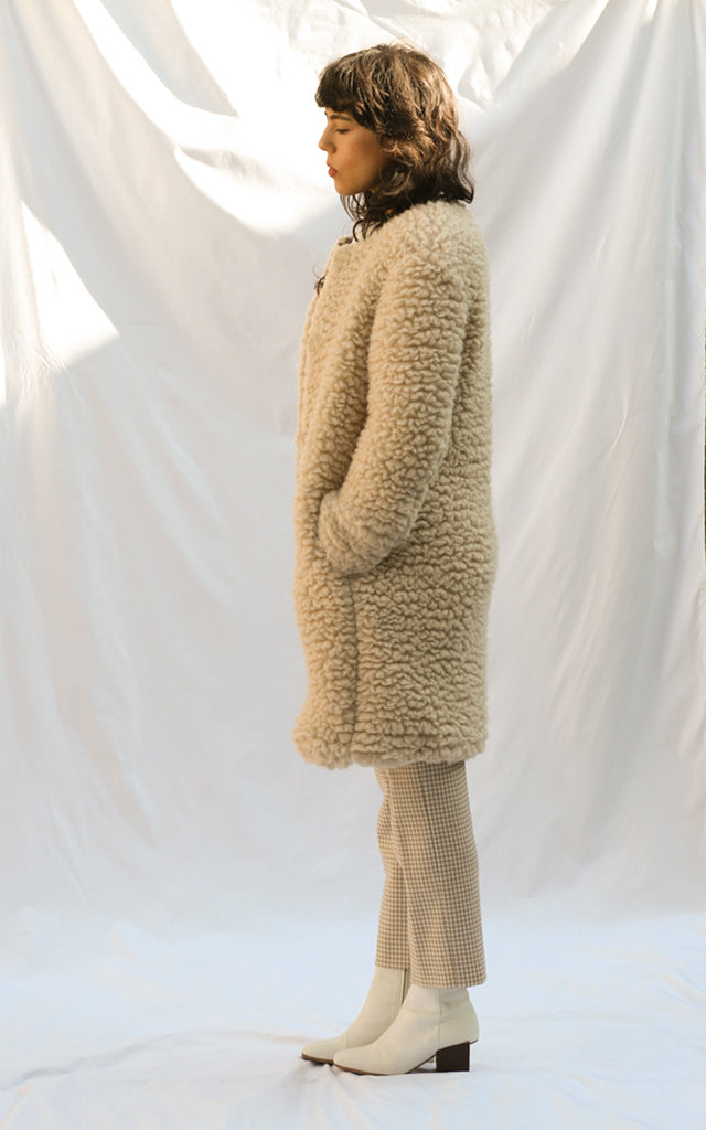 FURRY CASHMERE COAT WITH TAGS