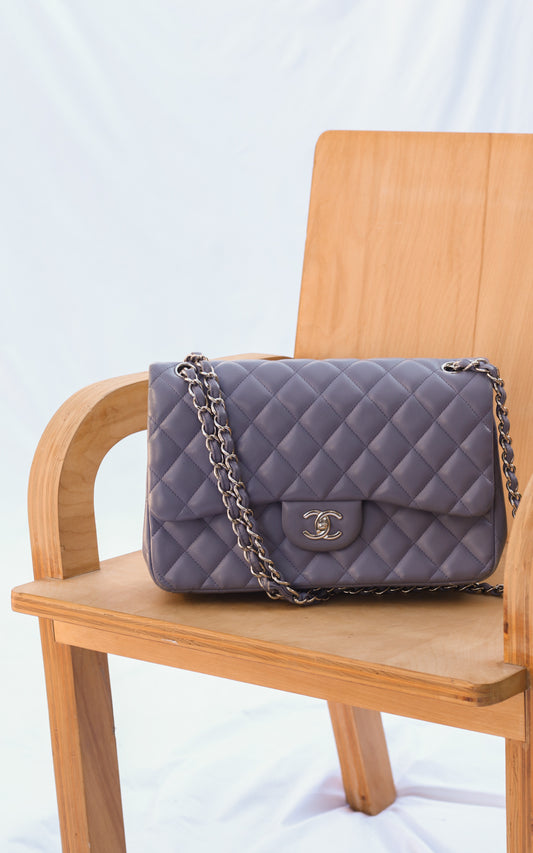 PURPLE DOUBLE FLAP BAG