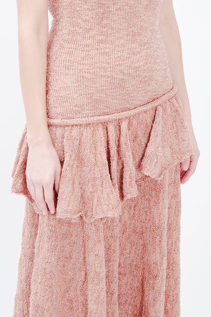 KNIT RUFFLED MIDI DRESS