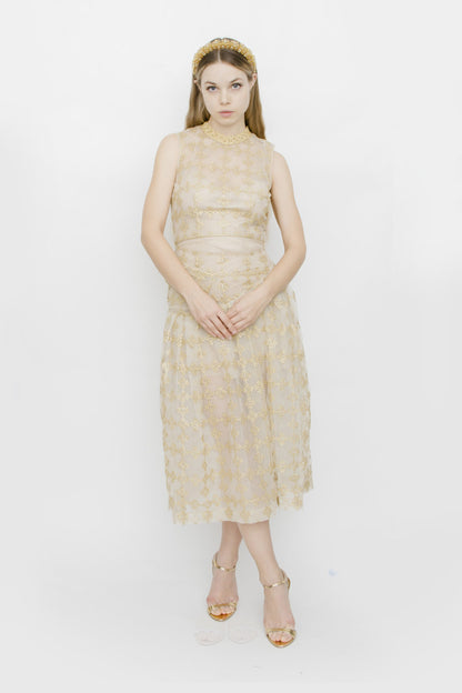 GOLD METALLIC CHECK DRESS