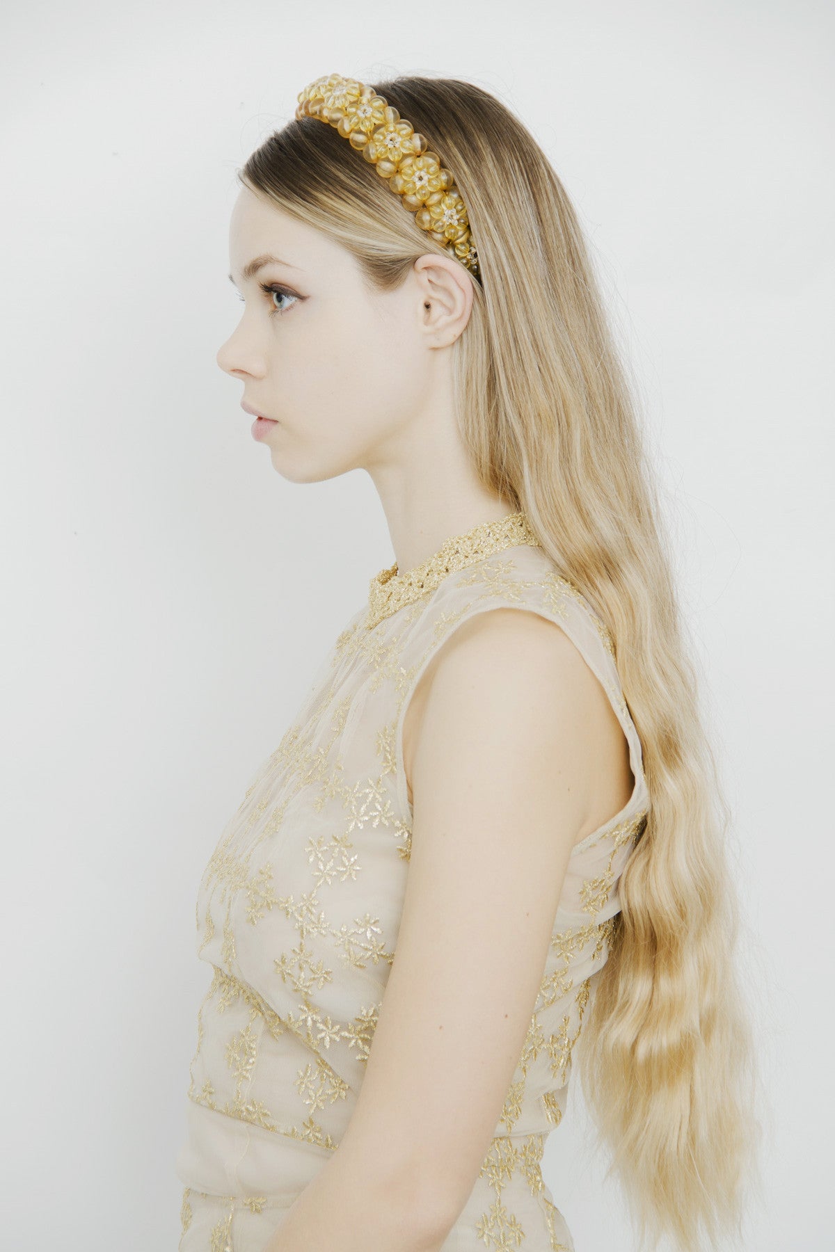 GOLD METALLIC CHECK DRESS