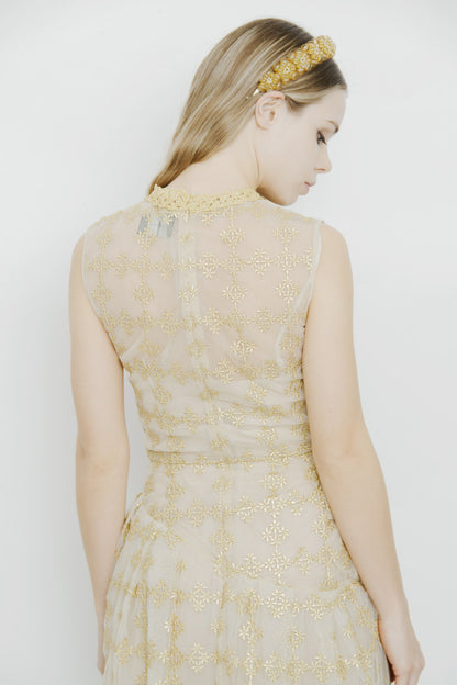 GOLD METALLIC CHECK DRESS