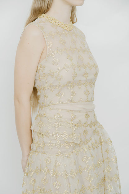 GOLD METALLIC CHECK DRESS