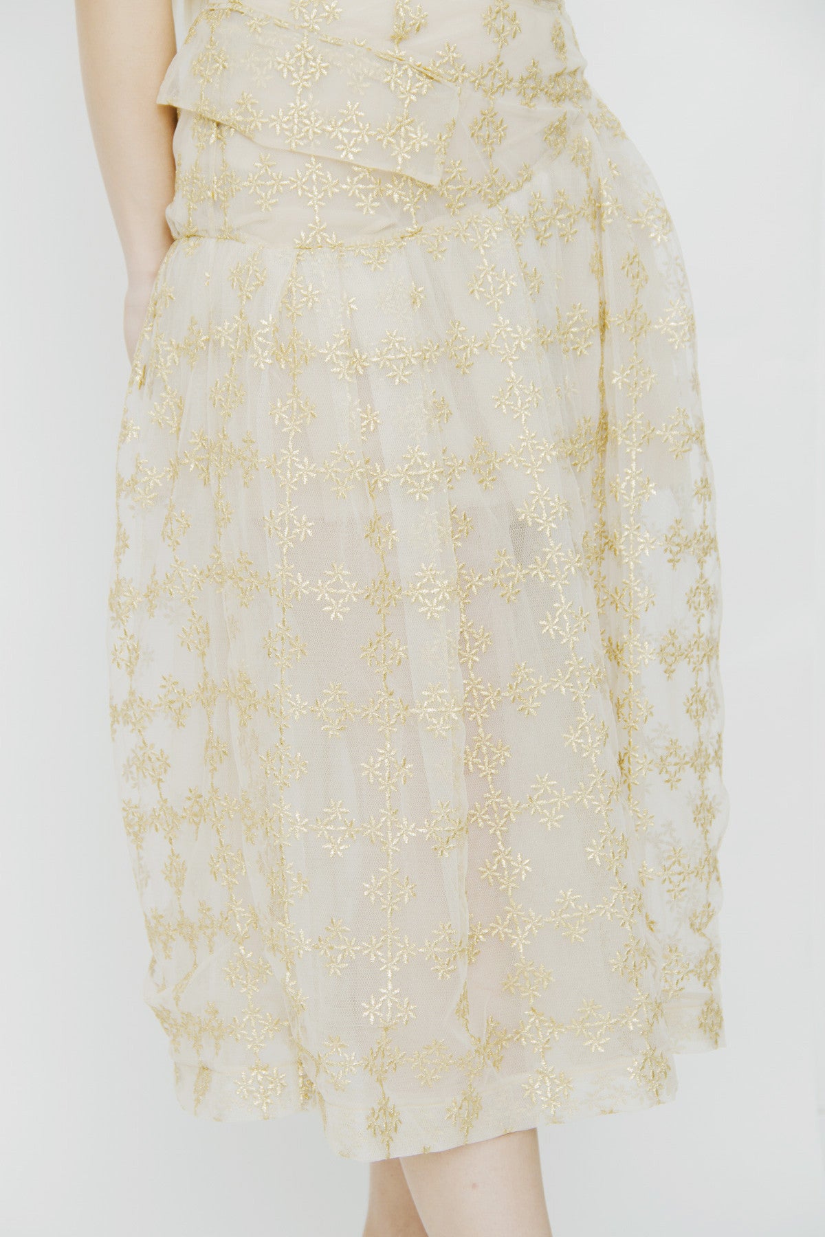 GOLD METALLIC CHECK DRESS