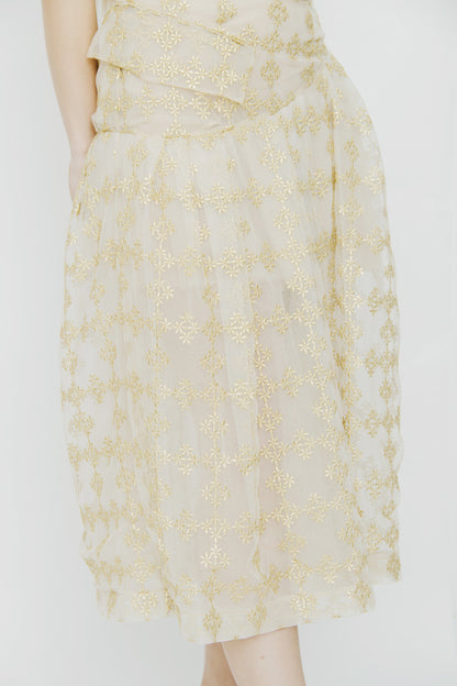 GOLD METALLIC CHECK DRESS