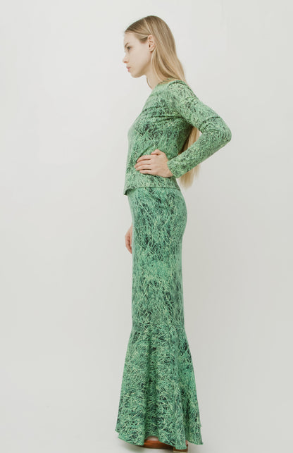 VINTAGE GRASS PRINT TWO PIECE SET